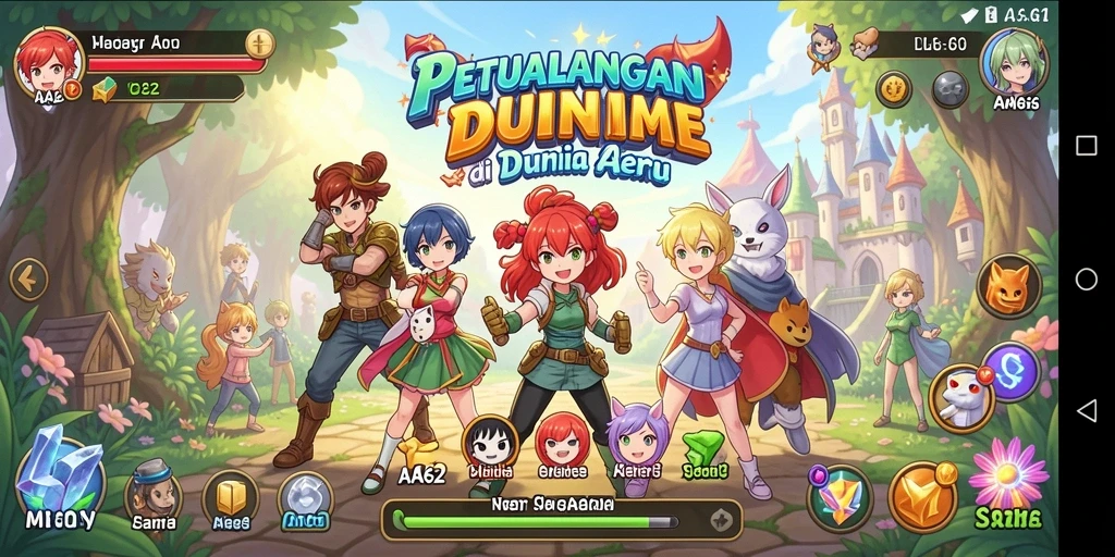 Tampilan gameplay seru dari AA62 dengan karakter anime favorit.