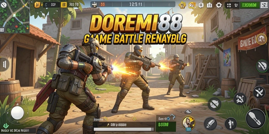 Tangkapan layar DOREMI88 menunjukkan aksi Battle Royale yang intens.