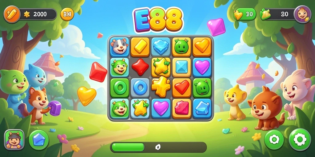 Tampilan screenshot E88 menampilkan gameplay menantang dengan grafis cerah.