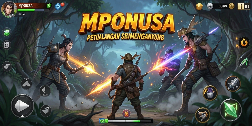 Screenshot gameplay MPONUSA yang menunjukkan petualangan mendebarkan.