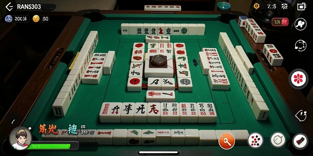 Tampilan seru gameplay RANS303 di atas papan Mahjong.