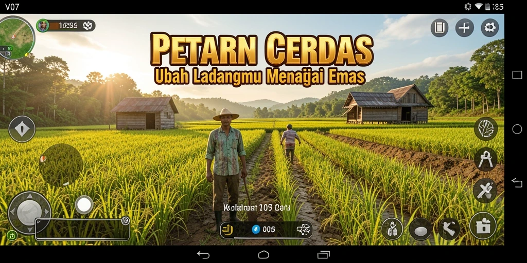 Tampilan gameplay V07 menunjukkan aktivitas berkebun yang seru dan interaktif.
